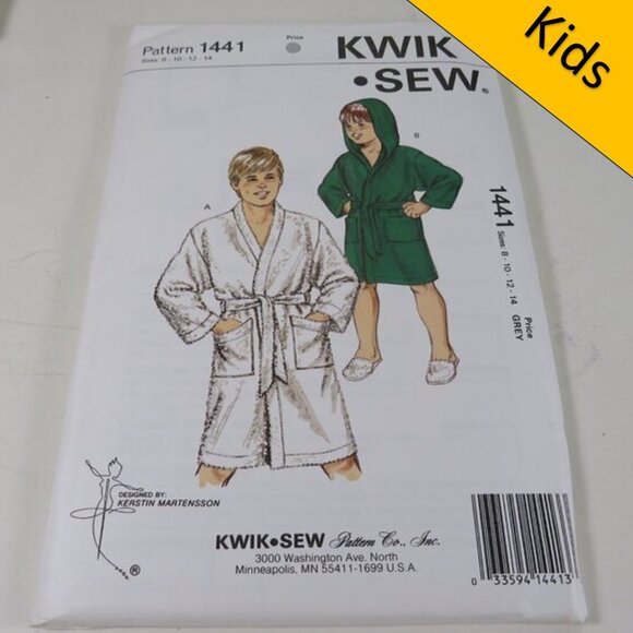 Kwik Sew 1441 sewing pattern Kids Robe, Hooded Robe UNCUT - Picture 1 of 4